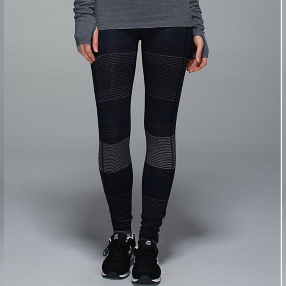 Lululemon Speed Tight II Striped Full Length Running Tight with Pockets - Size 8